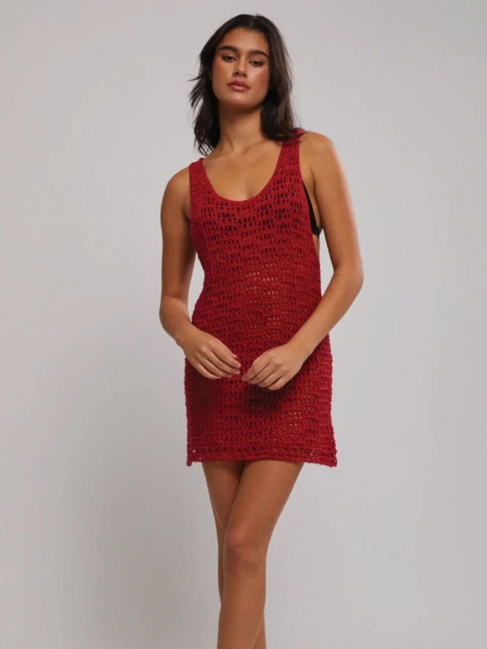 Rhythm Maddie Scoop Neck Mini Dress - Red - Size 10